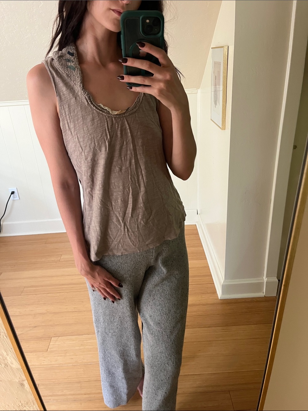 Anthropologie Taupe Sleeveless Scoop Neck Tank